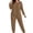 Brown, variant on Women's Plus Size Pajamas Sets Crew Neck Long Sleeve Tops with Chest Pocket Cuffed Jogger Pants Casual Home Wear 2 Piece Pjs Sleepwear Loungewear
