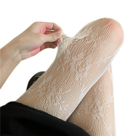 POPLIS Womens Pantyhose Fishnet Stockings High Elastic Floral Sheer Mesh Tights Club Party Lingerie Hosiery