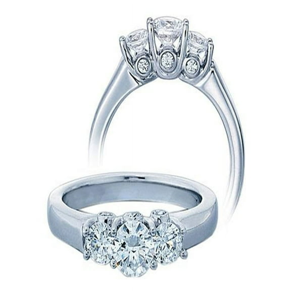 3/4 Carat Three Stone Round Diamond Trilogy Engagement Ring for Her in White Gold