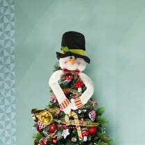 Homoyoyo Small Christmas Tree Topper with Multi Cartoon Snowman and Santa Claus Design, Cloth and PP Cotton, Festive Holiday Decoration