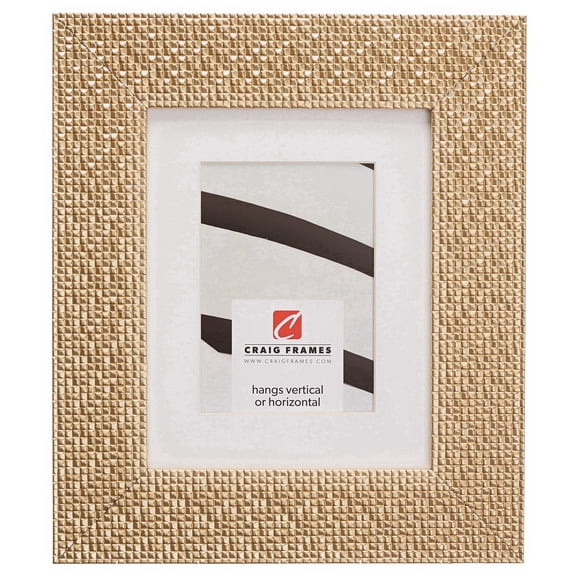 Craig Frames Glimmer, 18x36 inch Champagne Gold Picture Frame Matted for a 14x32 Photo