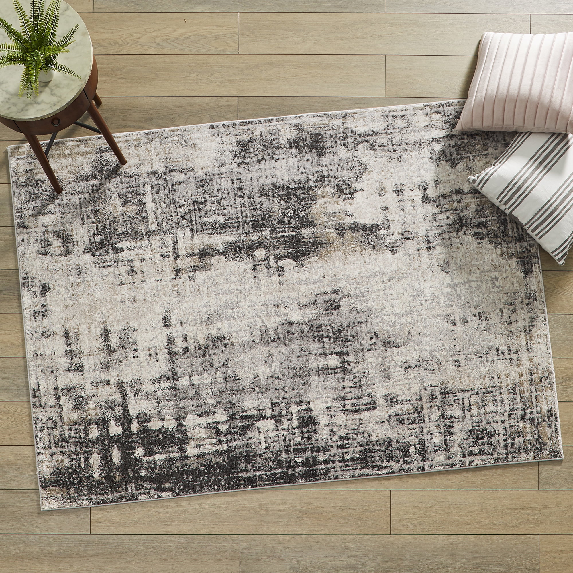 Better Homes & Gardens Grey Abstract Indoor Area Rug, 5' x 7'