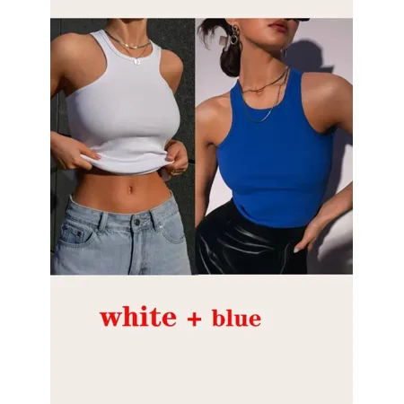 Womens Corset Summer 100% Cotton Crop Top Y2k Knitted Camis O Neck Knit Camisole Sleeveless Vest Solid Slim Tank Tops Women