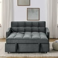 thumbnail image 3 of 47 Inch Loveseat Sofa Bed with Pull-Out Sleeper, Mid-Century Modern Velvet Convertible Sofa with Adjustable Back, USB-C Charging and Arm Storage Pockets, Grey, 3 of 10