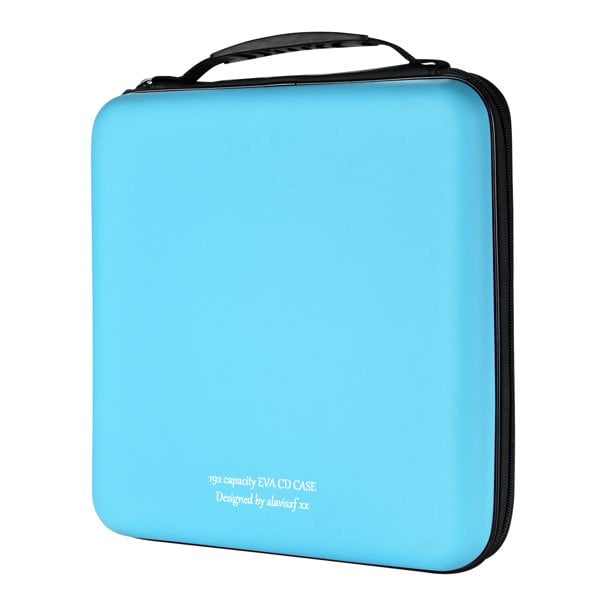 CD Case, 192 Capacity EVA DVD Case Skyblue Portable Zipper Holder Disc Storage Organizer Wallet