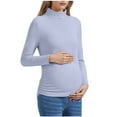 thumbnail image 2 of Qulqfy Turtleneck Long Sleeve Tops for Women Blue Fleece Maternity Shirts Plus Size Thermal Shirts for Women, 2 of 9