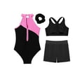 thumbnail image 6 of iiniim Kids Girls Gymnastics Sleeveless Leotard with Hair Band Cross Back Vest and Waistband Shorts Pink 16, 6 of 7