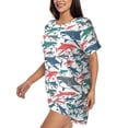 thumbnail image 2 of "Wukai Colorful Shark Women's Pajama Set - Short-Sleeve Top and Shorts with Elastic Waistband and Pockets for Loungewear, Yoga, and Casual Wear-4X-Large, 2 of 8