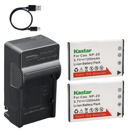 Kastar 2-Pack Battery and AC & USB-C Charger Compatible with Casio NP-20 Battery Exilim EX-S500 EX-S600 EX-S770 EX-S880 EX-Z60 EX-Z65 EX-Z70 EX-Z75 EX-Z77 EX-M1 EX-M2 EX-M20 and EX-Z Series Camera