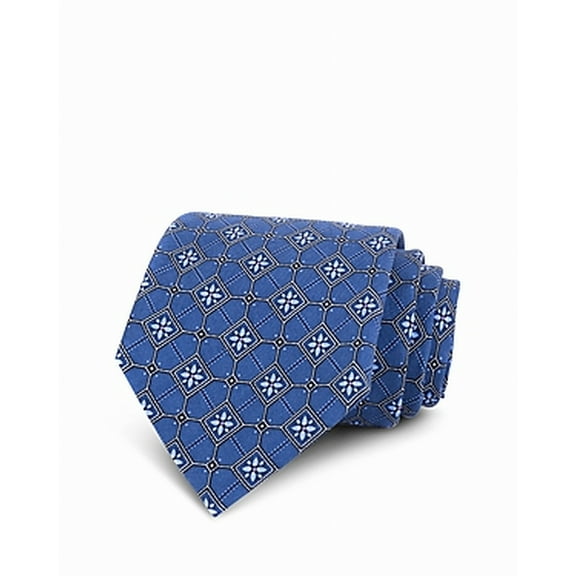 The Men's Store Mens Neck Tie One Square Floral Print Silk   Blue Not Applicable