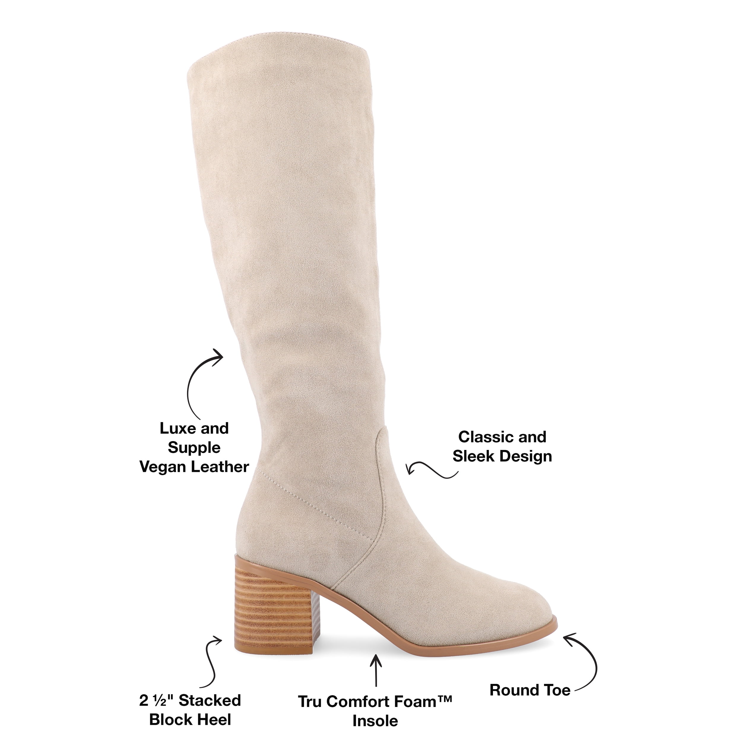 Journee Womens Romilly Tru Comfort Foam Wide Width Wide Calf Stacked Block Heel Round Toe Boots