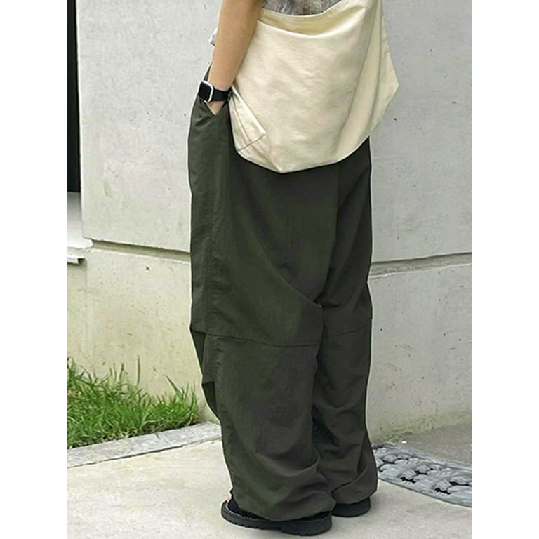 Huakaishijie Women Joggers Goth Y2K Baggy Pants Outdoor Cargo Pants Punk  Streetwear Trousers 