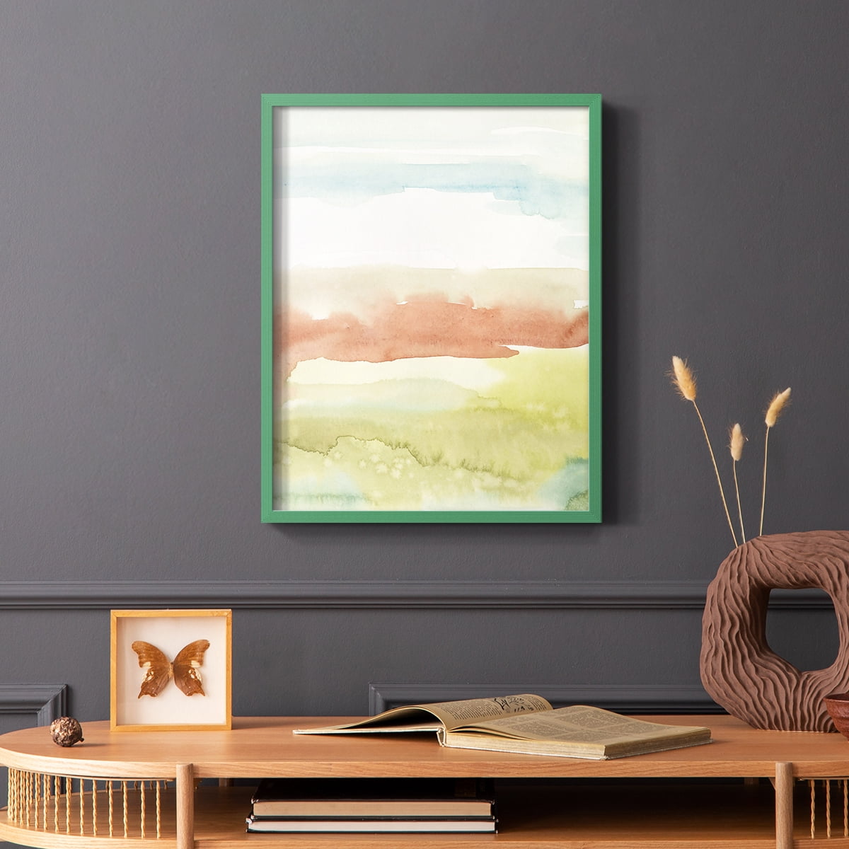 Blushing Sunrise II Framed Print in Green Solid Wood Framed Print No Nail Hanging