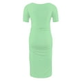 thumbnail image 4 of Ovzne Robes d'Été pour Femmes Robe de Plage Femme à la Mode Imprimée Plissée Jupe de Maternité Manches Courtes Col Rond Mi-Mollet Robe Grande Taille Robe Manches Courtes Imprimée Liquidation, 4 of 7