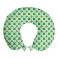 thumbnail image 1 of Abstract Travel Pillow Neck Rest, Monochrome Design Vintage Influenced Leafy Lattice Print, Memory Foam Traveling Accessory Airplane and Car, 12", Fern Green Pale Green, by Ambesonne, 1 of 2