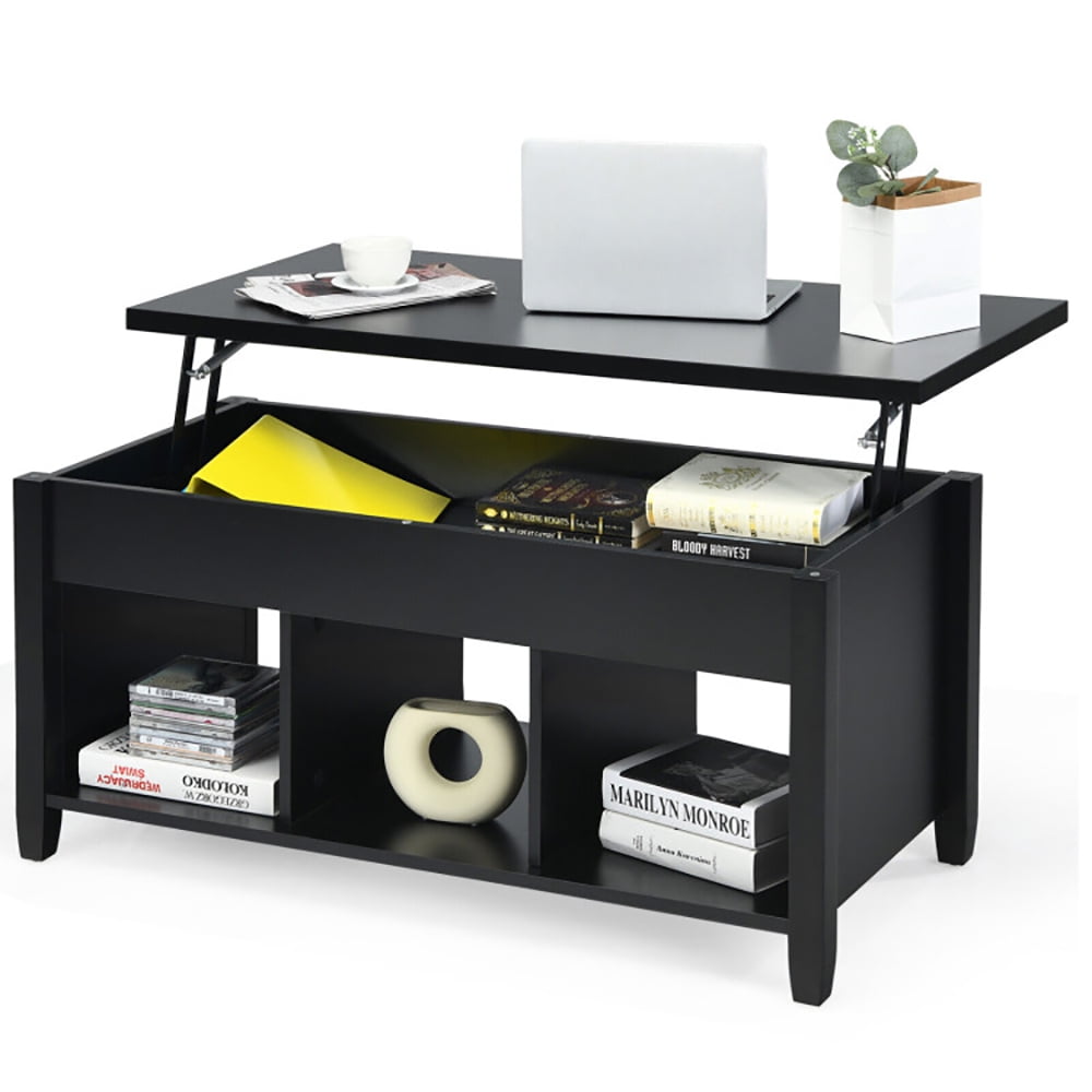 Finihen Rectangular Coffee Table, Lift Top Coffee Table with Hidden Storage Compartment, for Living Room, Reception Room, Office, Black