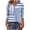 #193-Blue, variant on Craaazy Women's Casual Printing 3/4 Sleeve Button V- Neck Pleated Fashionable Spring Summer Tops Gifts