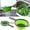 Green, variant on Foldable Filter Basket with Handle - Large 6 Quart Fruit Vegetable Washing Basket - Sturdy BPA Free Kitchen Strainer for Sink Counter Table Use - Eco Friendly Rubber Plastic Dish Pan Colander
