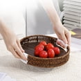 thumbnail image 5 of Round Woven Style Storage Tray Decorative Serving Basket Imitation Rattan Organizer for Coffee Table Fruit Home, 5 of 6
