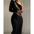 thumbnail image 1 of Party Dress Skinny Rhinestone Chain Pattern Cold Shoulder Dress Ladies Wedding Guest Dresses Elegant Fall Outfits Women_Gift Of G, 1 of 5