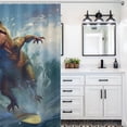 thumbnail image 6 of Surfing Dinosaurs Shower Curtain Cloth Fabric Bathroom Decor with Hooks, 6 of 8
