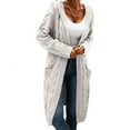 thumbnail image 2 of Langwyqu Autumn Winter Women Knit Long Hooded Cardigan Sweater With Pocket, 2 of 5