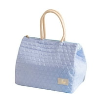 Lunch Box for Women, Insulated Lunch Bag, Lunchbox Cooler, Thermal Leakproof Quilted Reusable Lunch Tote Bag for Work School Travel Picnic (Blue) 8.66x5.90x8.26"