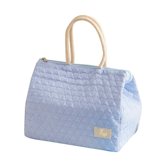 Lunch Box for Women, Insulated Lunch Bag, Lunchbox Cooler, Thermal Leakproof Quilted Reusable Lunch Tote Bag for Work School Travel Picnic (Blue) 8.66x5.90x8.26"