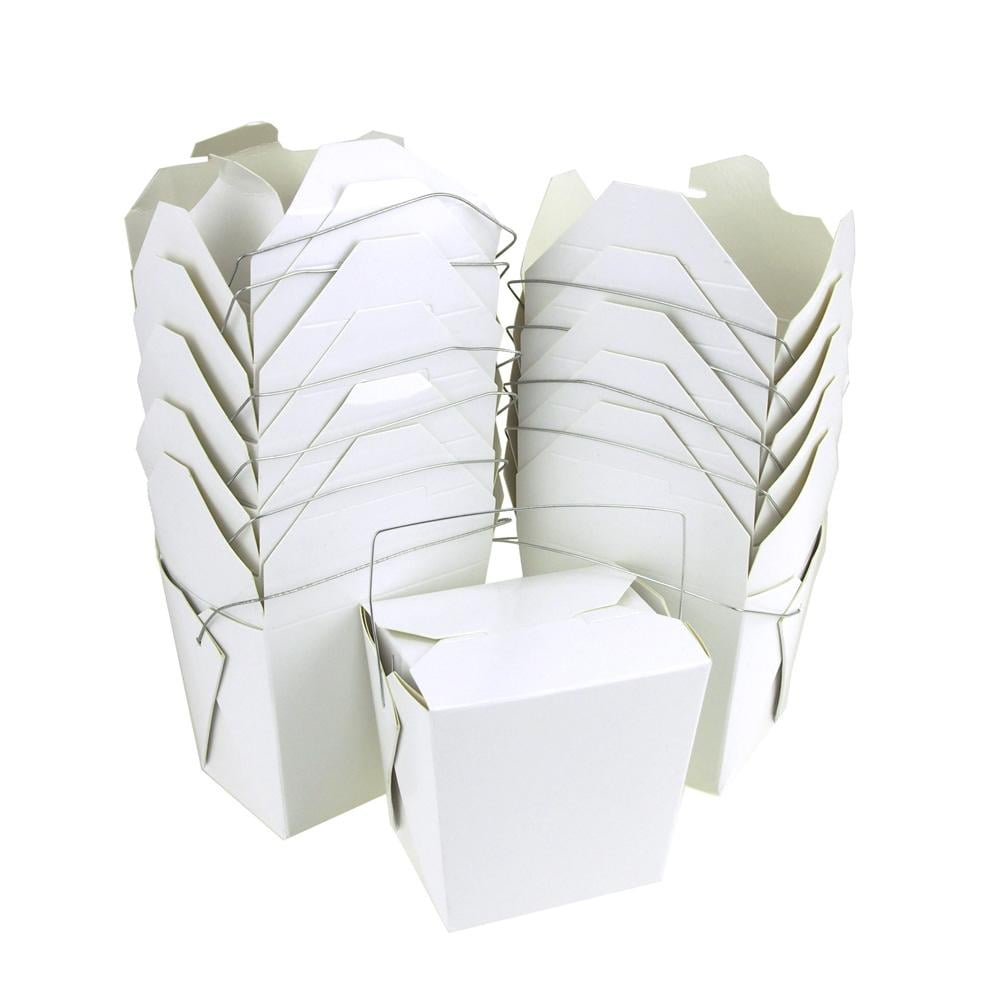 Take Out Boxes with Wire Handle, 21/2Inch, 12Piece, White