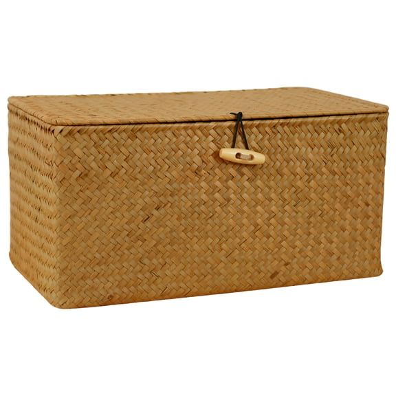 Waterweed Tissue Box Cover with Storage, Rustic Organizing Box, Dustproof Lid, Multi-Purpose Home Storage Basket for Wedding Favors and Desktop Organization, 9.06 x 5.12 x 3.54 in / 23 x 13 x 9 cm