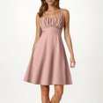 thumbnail image 2 of Vestido de verano con tirantes finos y corte en A para mujer: diseño elegante y ajustado, tejido elástico, adecuado para fiestas y ocasiones informales., 2 of 4