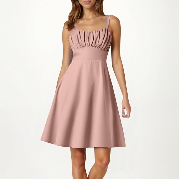 Vestido Midi Informal de Tirantes Finos Para Mujer, Corte A, Fluido, Estilo Bohemio, Con Lunares, Para Uso Diario y Verano.