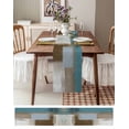 thumbnail image 6 of Teal Blue Burlap Cotton Table Runner 13x70 Inches Long, Brown White Minimalist Retro Smear Ombre Art Farmhouse Table Runners, Outdoor Dining Tablecloths Decor for Baby Shower/Party/Wedding, 6 of 6