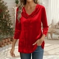 thumbnail image 3 of STETMN Cowl Neck Tops for Women 3/4 Sleeve Lightweight Pullover Shirt Casual Slim Fit Solid Tunic T-shirt, 3 of 8