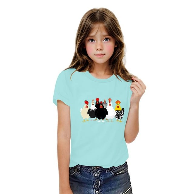 Rbaofujie T-Shirts Graphiques pour Tout-Petites Filles T-Shirts Imprimé de Lettres Été Décontracté Manches Courtes Col Rond Haut Mignon