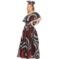 thumbnail image 3 of Sakkas Buhle Ruffle Off-shoulder Long Dress Wax African Ankara Dutch Print - 28-Multi - One Size Regular, 3 of 5