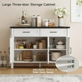 thumbnail image 5 of 48 Inches Buffet Cabinet with Storage, Farmhouse Sideboard Buffet w/2 Drawers and 3 Doors, Wood Coffee Bar Cabinet with Adjustable Shelves, Sideboard Storage for Kitchen, Living Room, Off White&Black, 5 of 14