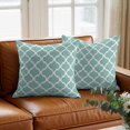 thumbnail image 3 of Turquoise Morocco Throw Pillow Cover Trellis Cyan Geometric Abstract Cotton Linen Cushion Cover Throw Pillow Case with Invisible Zipper for Couch Sofa Bed Chair Car 26x26 Inch, 3 of 10