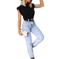 thumbnail image 4 of Franhais Women Plus Size T-shirts, Short Sleeve Summer Loose Tops, Solid Color Casual Blouses, 4 of 7