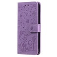 thumbnail image 5 of SaniMore for Samsung Galaxy S24 Ultra Case, PU Leather Skin with Embossed Cat Flip Magnetic Cover Card Slots Kickstand Detachable Lanyard Full Around Wallet Cover For S24 Ultra, Purple, 5 of 11