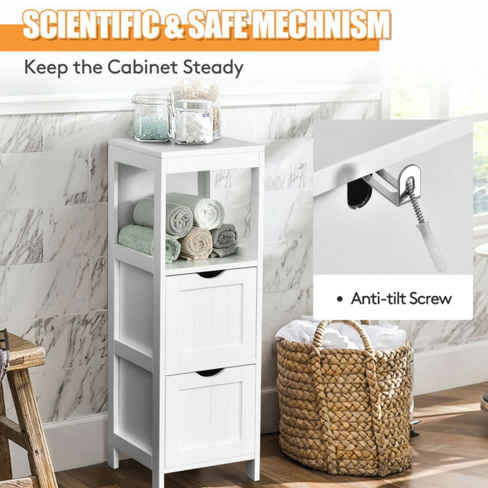Finihen Bathroom Storage Cabinet, Bathroom Floor Cabinet, Wooden Bathroom Floor Cabinet with Removable Drawers, for Bathroom, Living Room, Bedroom, Kitchen, White Finihen Bathroom Storage Cabinet, Bathroom Floor Cabinet, Wooden Bathroom Floor Cabinet with Removable Drawers, for Bathroom, Living Room, Bedroom, Kitchen, White