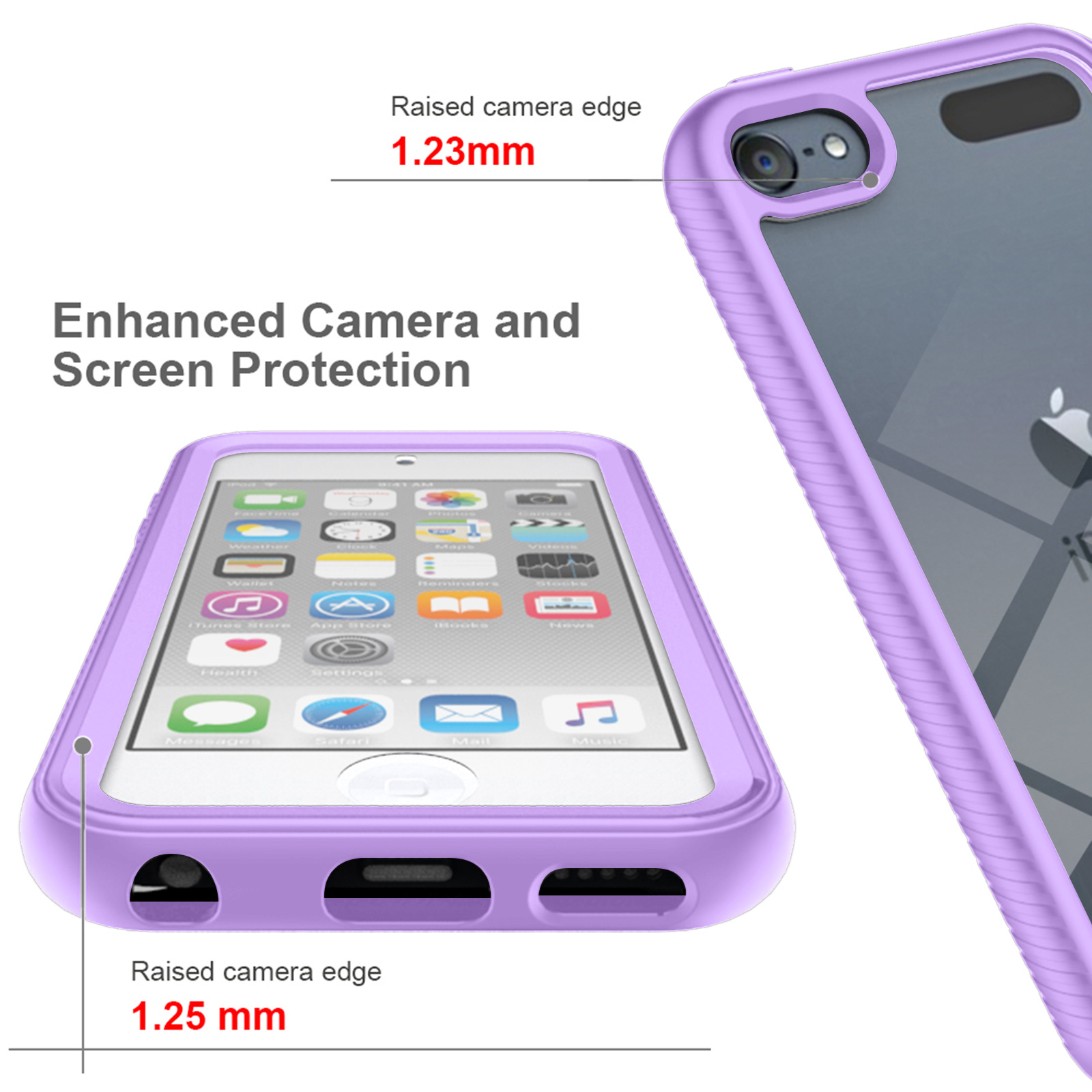Custodia Per IPod Touch 7/6/5 - Cover Trasparente Antiurto TPU Con Farfalle Viola
