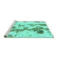 thumbnail image 2 of Ahgly Company Machine Washable Indoor Square Abstract Turquoise Blue Modern Area Rugs, 3' Square, 2 of 4