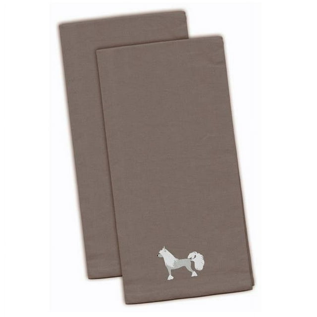 Carolines Treasures BB3443GYTWE Chinese Crested Gray Embroidered Kitchen Towel - Set of 2