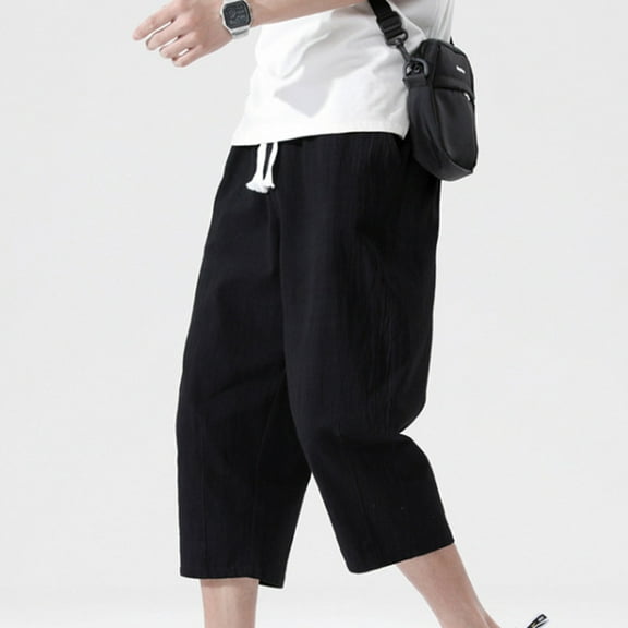 Viadha Sweatpants for Men Men's Fashion Drawstring Elastic Waist Pocket Casual Sweat Capris Pants