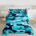 thumbnail image 2 of jejeloiu Camo Hunter Queen Comforter Set,Cyan Deepblue Camouflage Bedding Comforter Set For Teens Boys Reversible 3pcs, 2 of 8