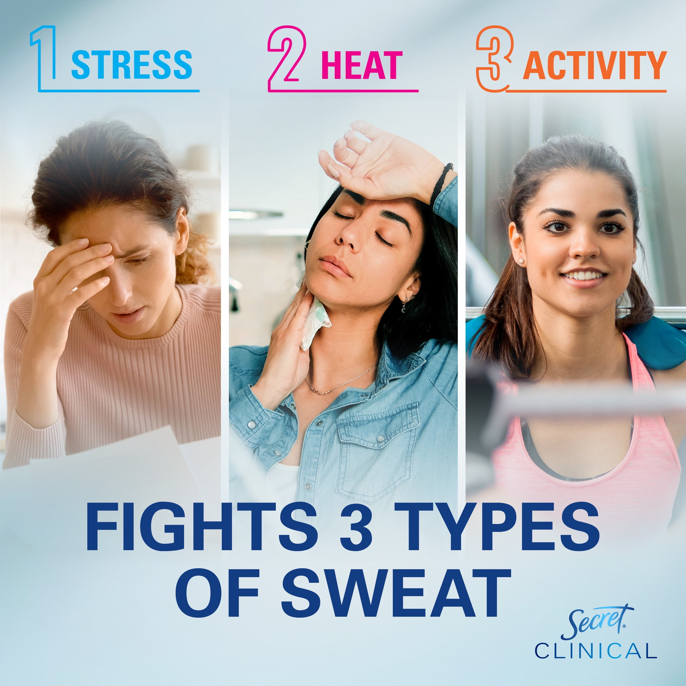 Secret Clinical Strength Invisible Solid Antiperspirant and Deodorant for Women, Completely Clean, 2.6 oz Pack of 3
