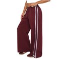 thumbnail image 2 of Stichou Women's Wide Leg Sweatpants High Waisted Baggy Sweat Pants Active Striped Track Pants with Pockets Gray S, 2 of 3
