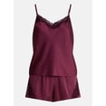 thumbnail image 6 of Joyspun Women’s Lace Trim Stretch Satin Cami and Shorts Set, 2-Piece, Sizes XS-3X, 6 of 6