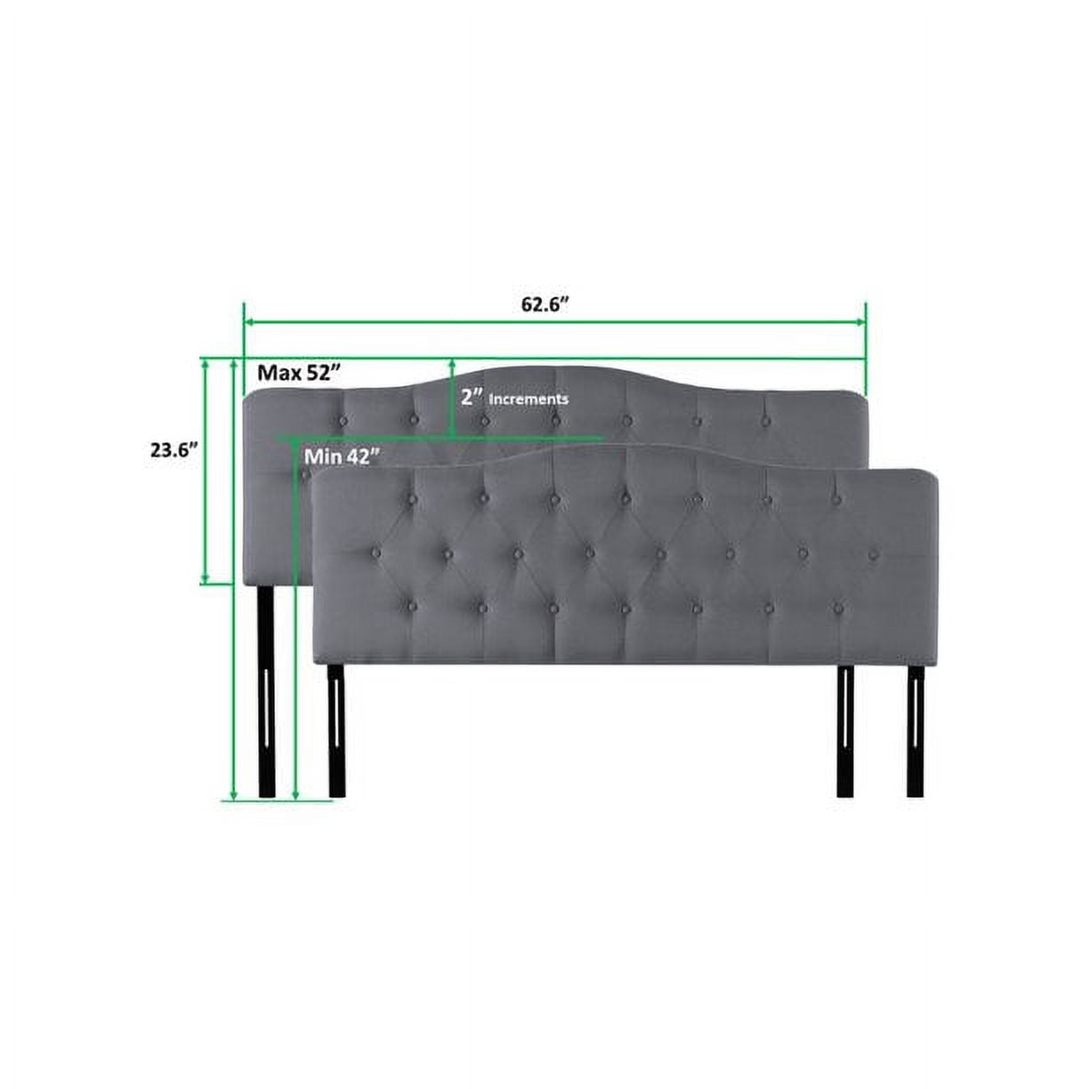 Naomi Home Cassandra Queen size headboard only, Height Adjustable Queen Size Headboard, Button Tufted Headboard with 12 Positions, Metal Legs, Wall/Bed Mount, Linen Fabric headboard Queen, Light Gray